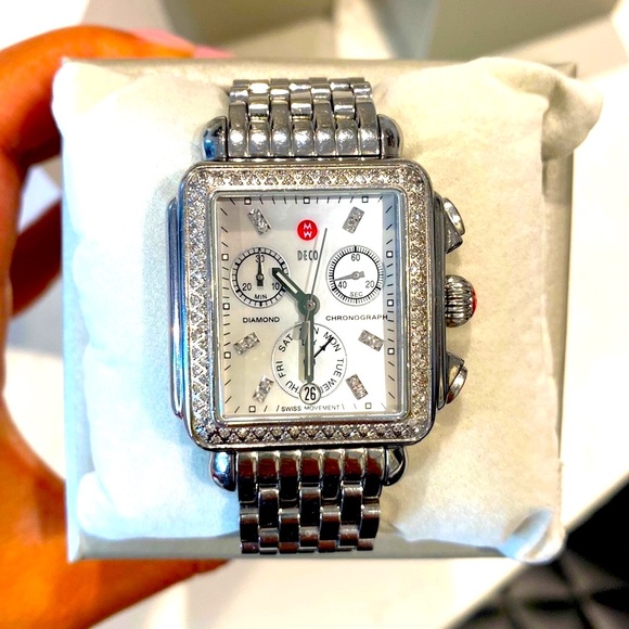 Michele Accessories - Deco XL Chronograph Diamond Watch Head & Bracelet, 36mm x 37.5mm